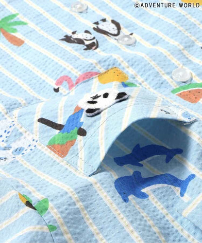 Japanese children's clothing apres les cours x Adventure World parent-child shirt 80-130cm boys/girls summer TOPS 