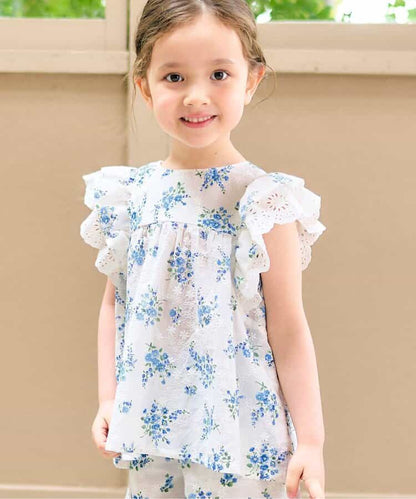 Japanese children's clothing apres les cours floral top 80-140cm girls summer TOPS 