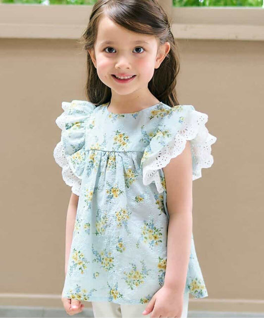 Japanese children's clothing apres les cours floral top 80-140cm girls summer TOPS 