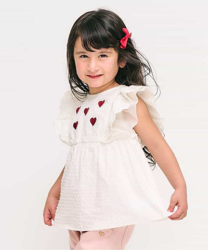 Japanese children's clothing apres les cours heart-shaped/sunflower embroidered top 80-140cm girls summer TOPS 