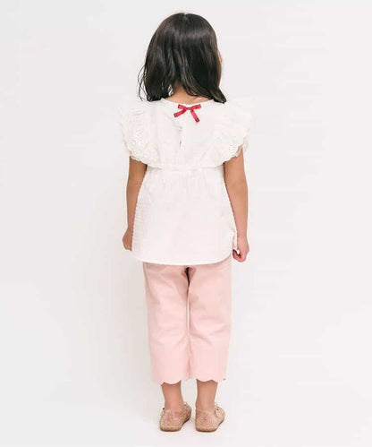 Japanese children's clothing apres les cours heart-shaped/sunflower embroidered top 80-140cm girls summer TOPS 