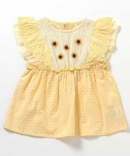 Japanese children's clothing apres les cours heart-shaped/sunflower embroidered top 80-140cm girls summer TOPS 
