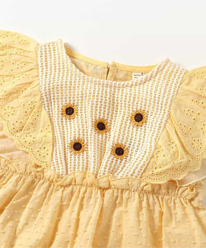 Japanese children's clothing apres les cours heart-shaped/sunflower embroidered top 80-140cm girls summer TOPS 