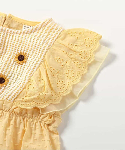 Japanese children's clothing apres les cours heart-shaped/sunflower embroidered top 80-140cm girls summer TOPS 
