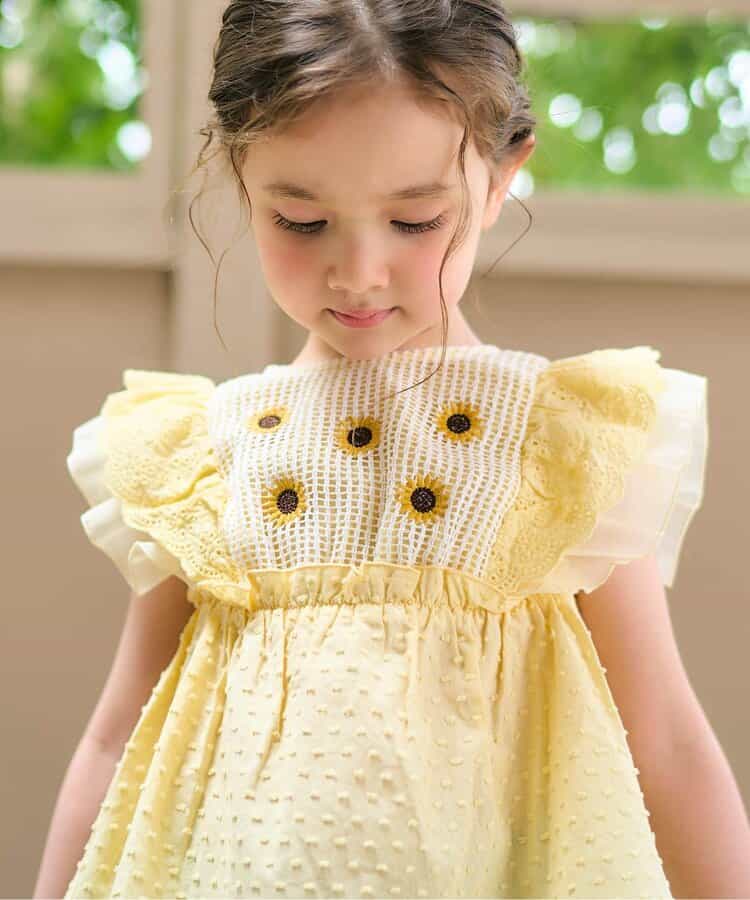 Japanese children's clothing apres les cours heart-shaped/sunflower embroidered top 80-140cm girls summer TOPS 