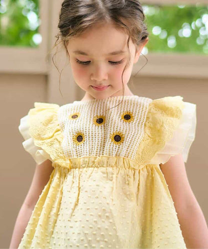 Japanese children's clothing apres les cours heart-shaped/sunflower embroidered top 80-140cm girls summer TOPS 
