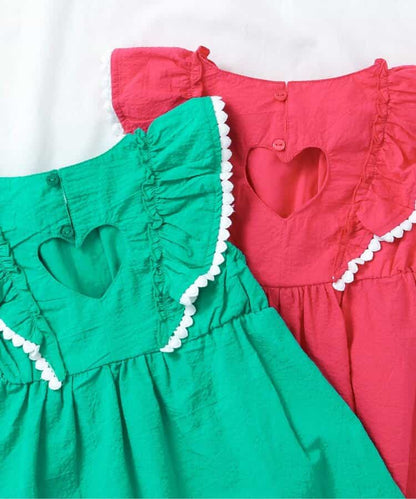 Japanese children's clothing apres les cours heart-shaped lace ruffle dress 80-140cm girls summer dresses 