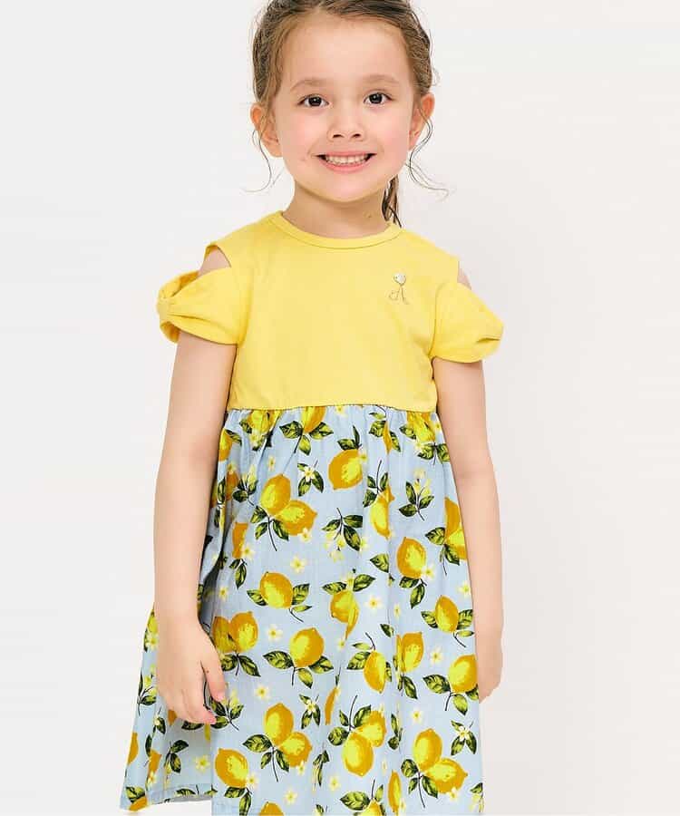Japanese children's clothing apres les cours off-the-shoulder patchwork dress 80-140cm girls summer dresses 