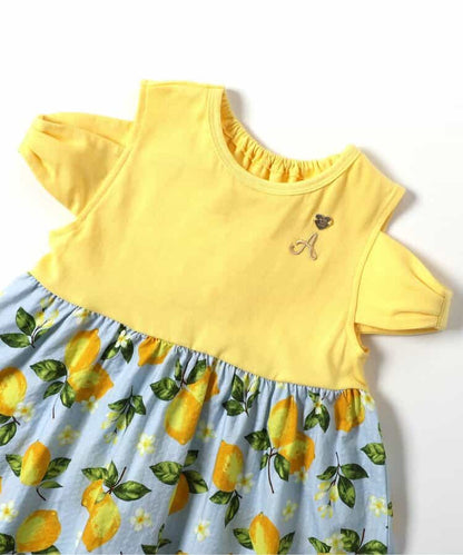 Japanese children's clothing apres les cours off-the-shoulder patchwork dress 80-140cm girls summer dresses 