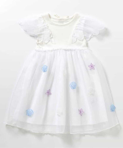 Japanese children's clothing apres les cours Shellmotif shell star mesh dress 80-140cm girls summer dresses 