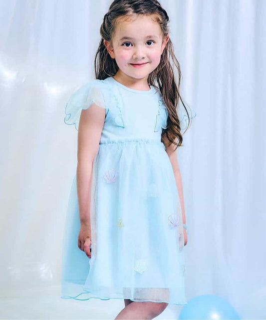 Japanese children's clothing apres les cours Shellmotif shell star mesh dress 80-140cm girls summer dresses 