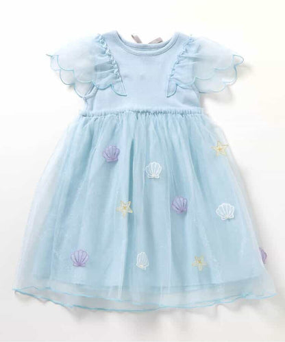Japanese children's clothing apres les cours Shellmotif shell star mesh dress 80-140cm girls summer dresses 