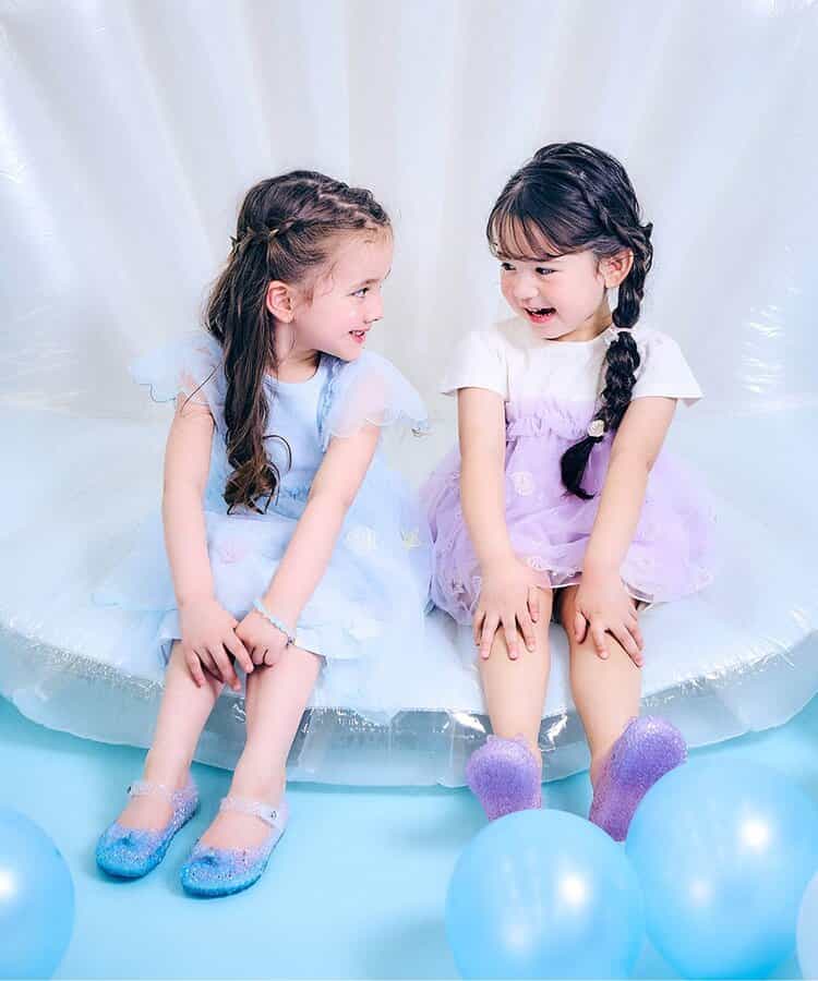 Japanese children's clothing apres les cours Shellmotif shell star mesh dress 80-140cm girls summer dresses 