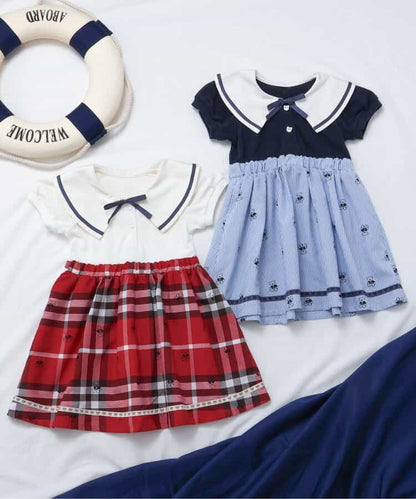 Japanese children's clothing apres les cours × tiny bear sailor style dress 80-120cm girls summer dresses 