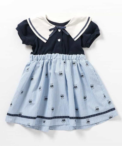 Japanese children's clothing apres les cours × tiny bear sailor style dress 80-120cm girls summer dresses 