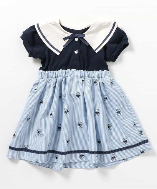 Japanese children's clothing apres les cours × tiny bear sailor style dress 80-120cm girls summer dresses 