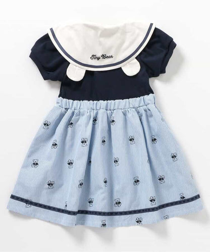 Japanese children's clothing apres les cours × tiny bear sailor style dress 80-120cm girls summer dresses 