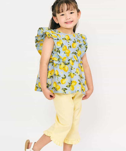 Japanese children's clothing apres les cours heart and lemon pattern ruffle two-piece set 80-140cm girls summer TOPS PANTS 