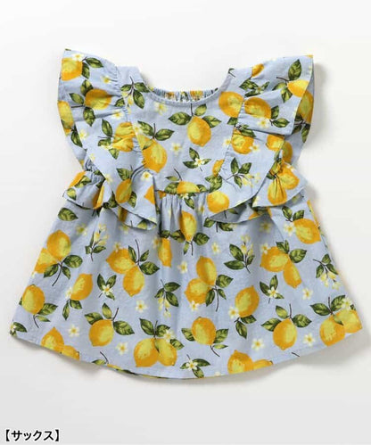 Japanese children's clothing apres les cours heart and lemon pattern ruffle two-piece set 80-140cm girls summer TOPS PANTS 