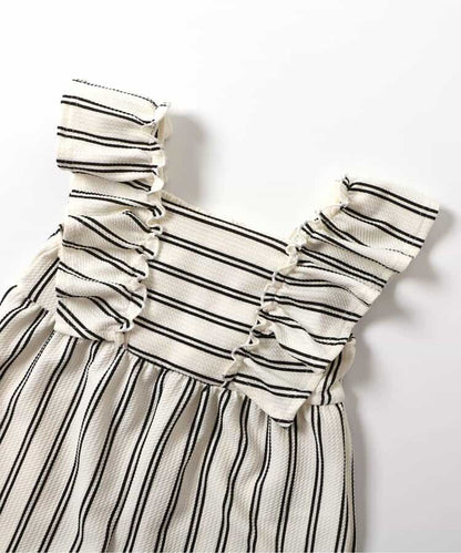 日本童裝 apres les cours 吸水速乾 條紋波點荷葉邊背帶褲 90-140cm 女童款 夏季 Jumpsuit