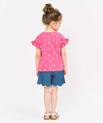 Japanese children's clothing apres les cours casual heart-shaped pocket shirt 80-130cm boys/girls summer TOPS 