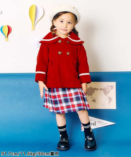 日本童裝 apres les cours x tiny bear 小熊水手外套 80-120cm 男童款/女童款 秋季 (適合初秋、香港平均溫度、寒冷天氣、溫度低天氣）OUTERWEAR 聖誕紅/新年紅