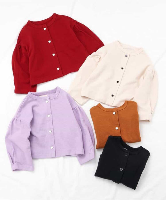 日本童裝 apres les cours 心型扣休閒外套 80-140cm 女童款 秋季 OUTERWEAR 聖誕紅/新年紅