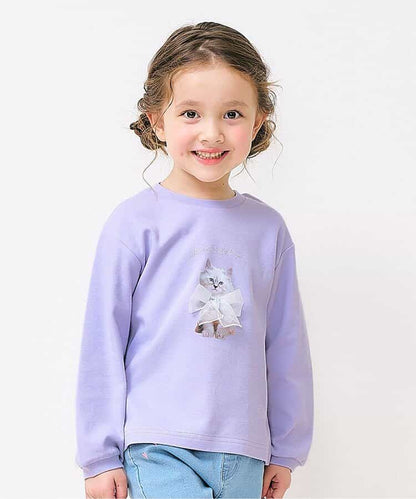 日本童裝 apres les cours 貓咪和公主圖案上衣 80-140cm 女童款 秋季 TOPS