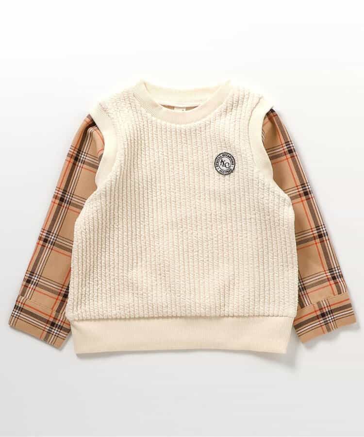 日本童裝 apres les cours 假兩件格仔上衣 80-130cm 男童款 秋季 TOPS