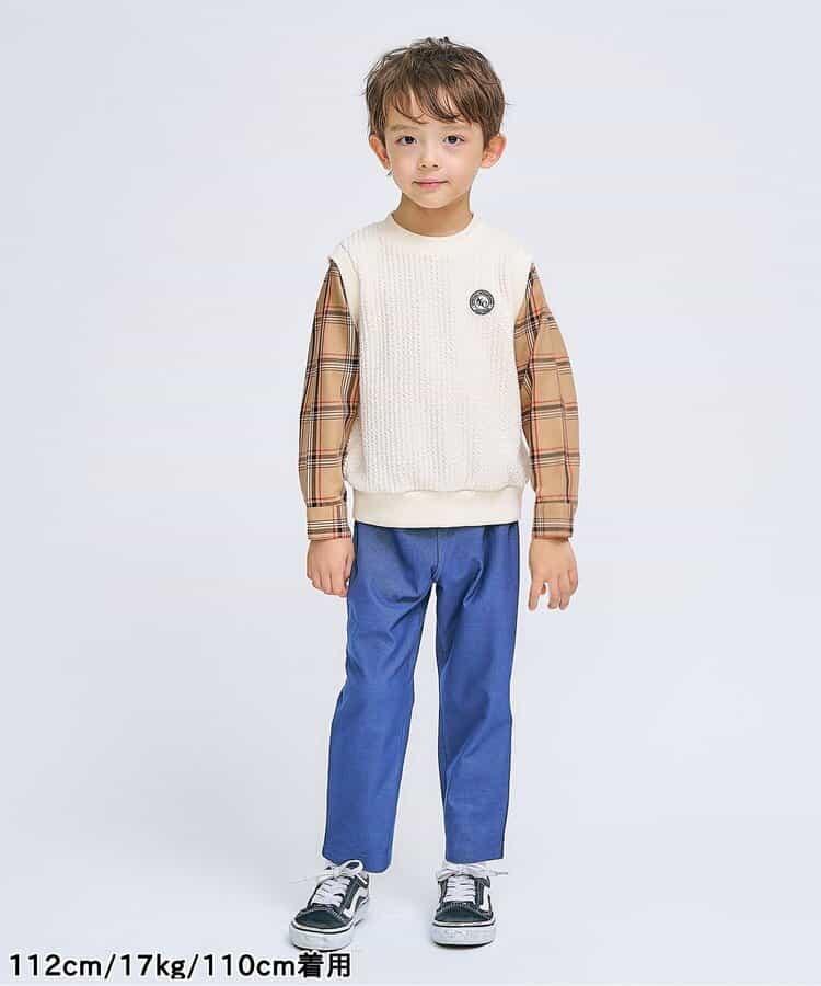 日本童裝 apres les cours 假兩件格仔上衣 80-130cm 男童款 秋季 TOPS
