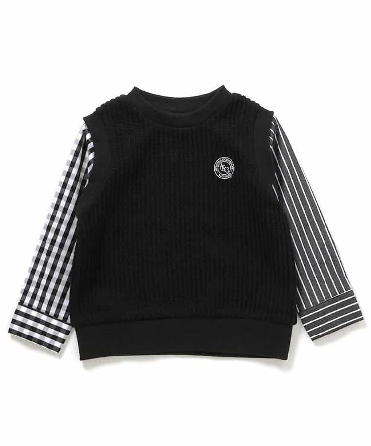 日本童裝 apres les cours 假兩件格仔上衣 80-130cm 男童款 秋季 TOPS