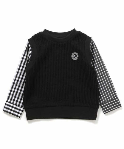 日本童裝 apres les cours 假兩件格仔上衣 80-130cm 男童款 秋季 TOPS