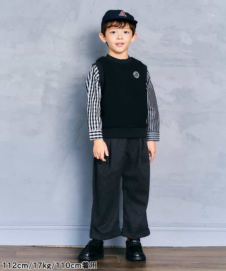 日本童裝 apres les cours 假兩件格仔上衣 80-130cm 男童款 秋季 TOPS
