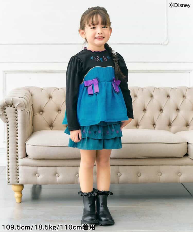 日本童裝 apres les cours x Disney 公主拼接蝴蝶結上衣 80-130cm 女童款 秋季 TOPS
