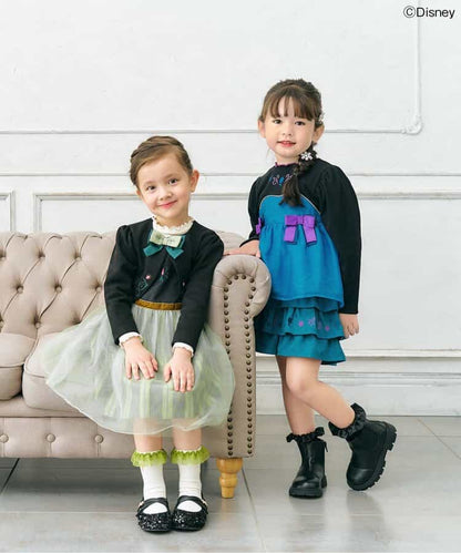 日本童裝 apres les cours x Disney 公主拼接蝴蝶結上衣 80-130cm 女童款 秋季 TOPS