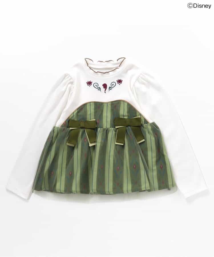 日本童裝 apres les cours x Disney 公主拼接蝴蝶結上衣 80-130cm 女童款 秋季 TOPS