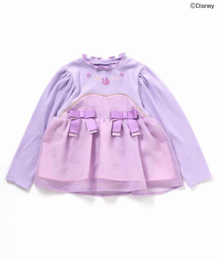 日本童裝 apres les cours x Disney 公主拼接蝴蝶結上衣 80-130cm 女童款 秋季 TOPS