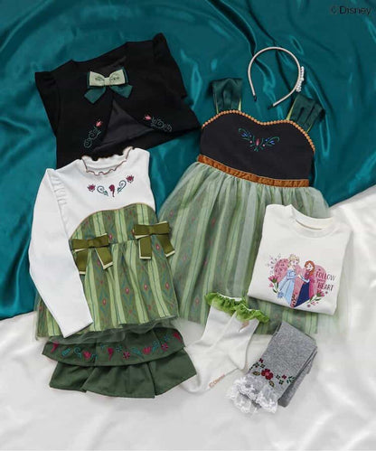 日本童裝 apres les cours x Disney 公主拼接蝴蝶結上衣 80-130cm 女童款 秋季 TOPS