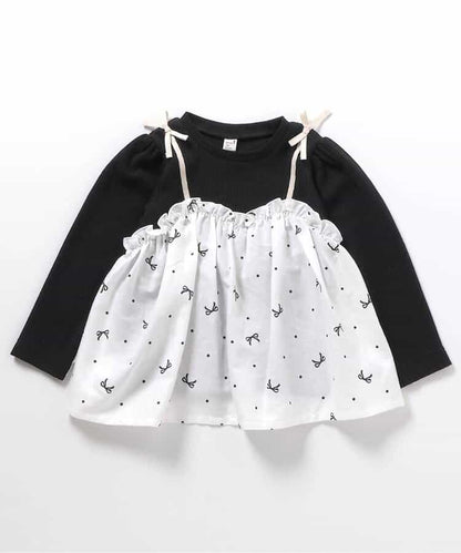 日本童裝 apres les cours 假兩件上衣 80-140cm 女童款 秋季 TOPS
