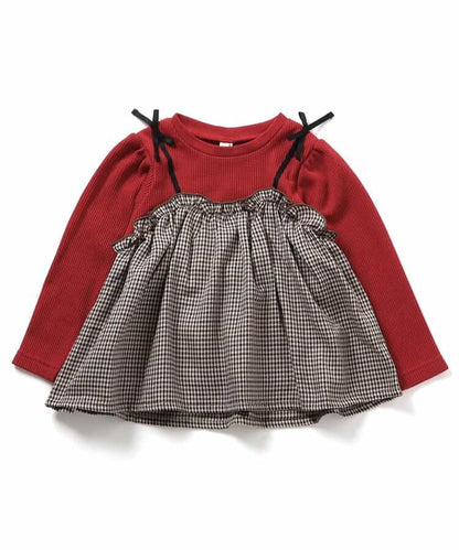 日本童裝 apres les cours 假兩件上衣 80-140cm 女童款 秋季 TOPS
