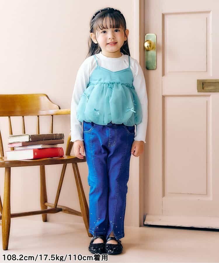 日本童裝 apres les cours 假兩件薄紗上衣 80-140cm 女童款 秋季 TOPS