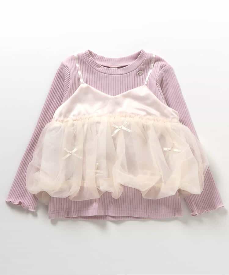 日本童裝 apres les cours 假兩件薄紗上衣 80-140cm 女童款 秋季 TOPS