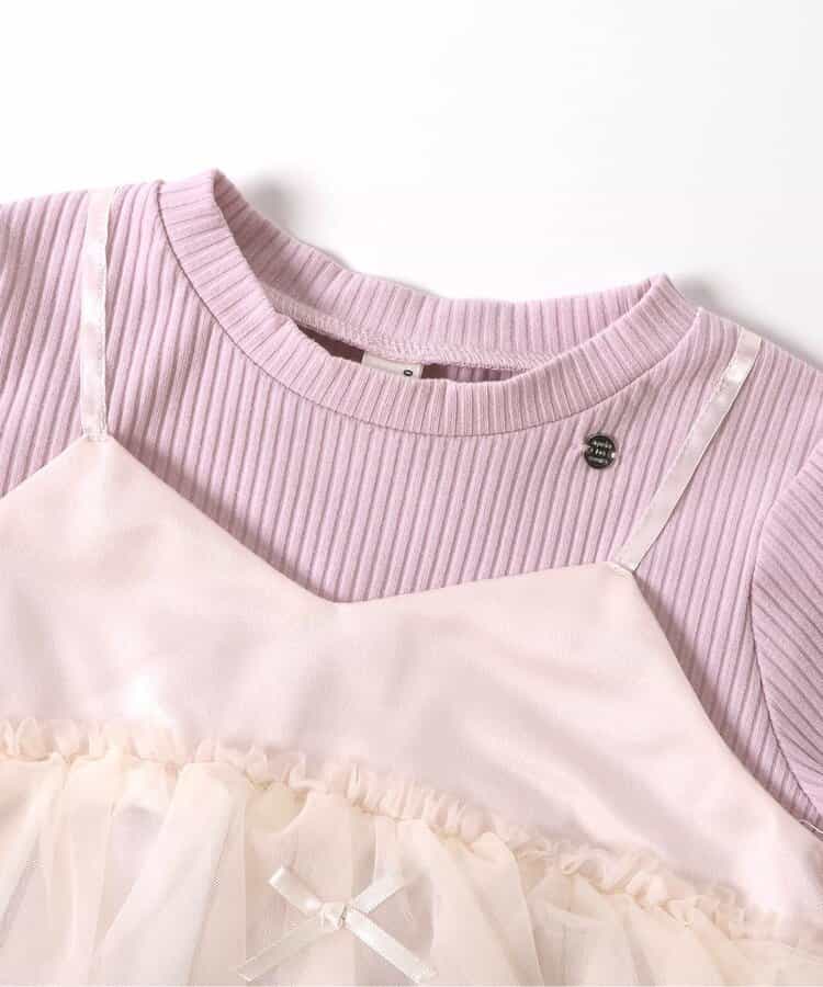 日本童裝 apres les cours 假兩件薄紗上衣 80-140cm 女童款 秋季 TOPS