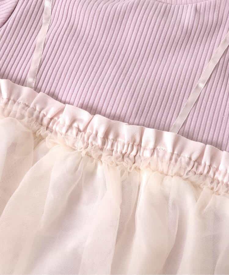 日本童裝 apres les cours 假兩件薄紗上衣 80-140cm 女童款 秋季 TOPS