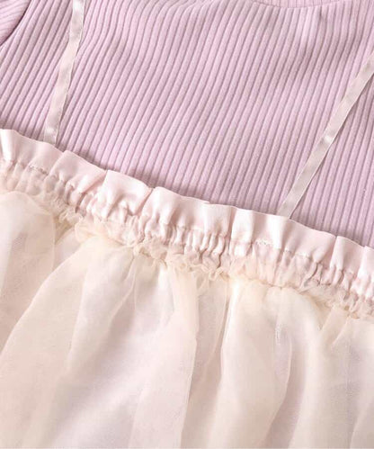 日本童裝 apres les cours 假兩件薄紗上衣 80-140cm 女童款 秋季 TOPS