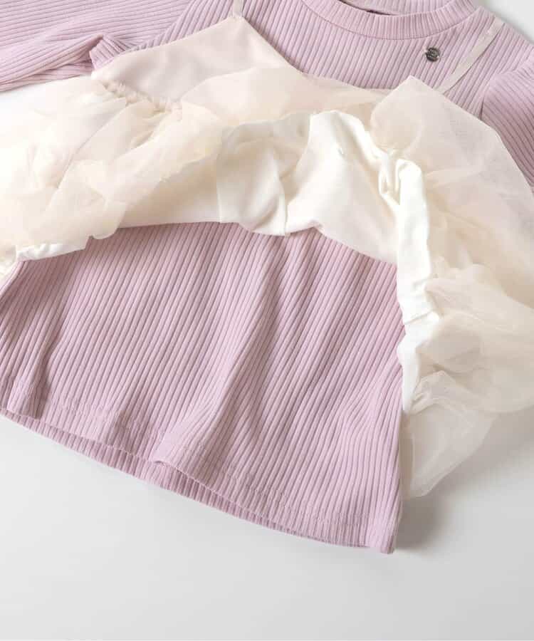 日本童裝 apres les cours 假兩件薄紗上衣 80-140cm 女童款 秋季 TOPS