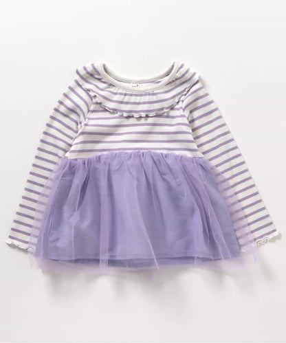 日本童裝 apres les cours 網紗拼接上衣 80-140cm 女童款 秋季 TOPS 聖誕紅/新年紅