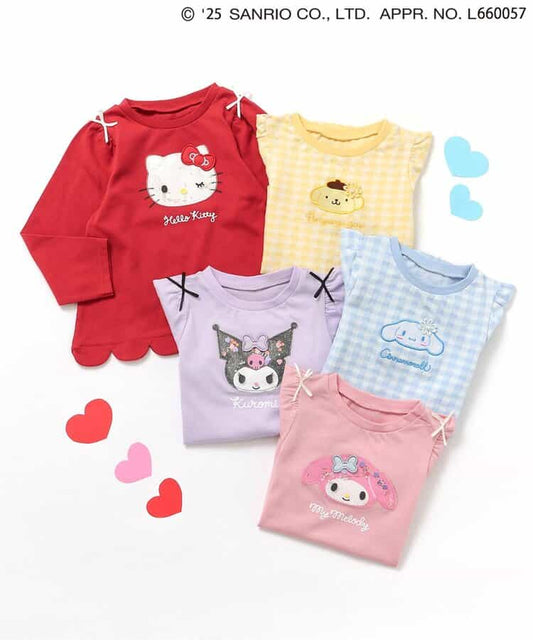 日本童裝 apres les cours x Sanrio 波浪邊長袖上衣 80-140cm 女童款 秋季 TOPS 聖誕紅/新年紅