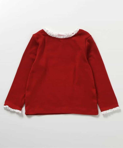 日本童裝 apres les cours 心型荷葉邊上衣 80-140cm 女童款 秋季 TOPS 聖誕紅/新年紅
