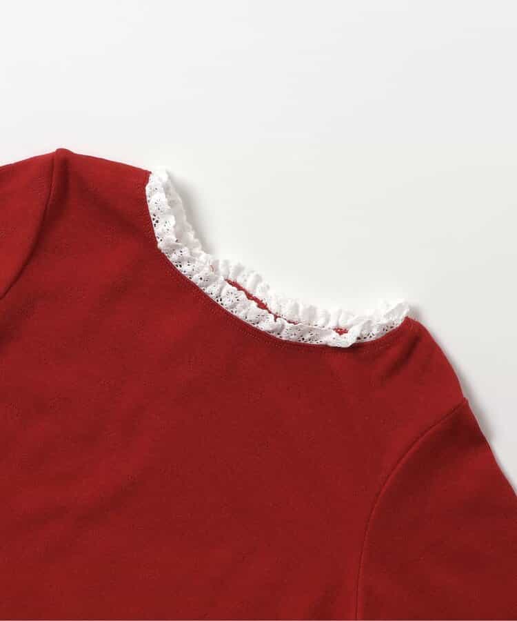 日本童裝 apres les cours 心型荷葉邊上衣 80-140cm 女童款 秋季 TOPS 聖誕紅/新年紅